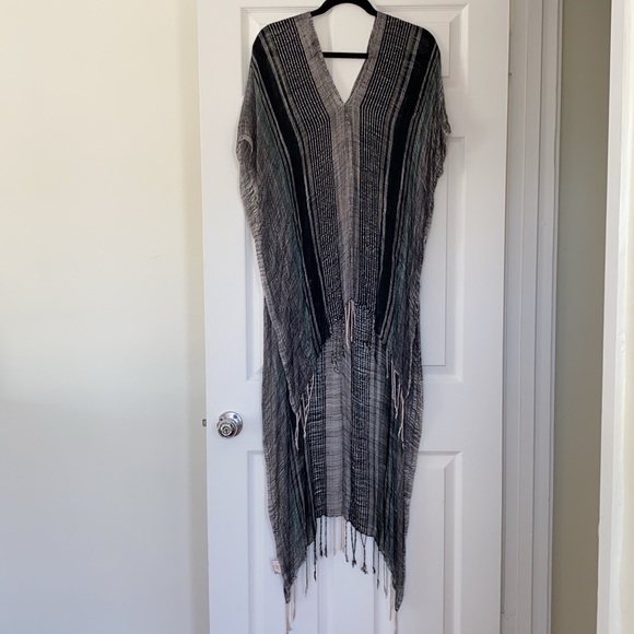 free people semi sheer stripe poncho swim cover up - Picture 1 of 5
